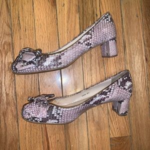 Authentic Prada sport snakeskin leather bow heel